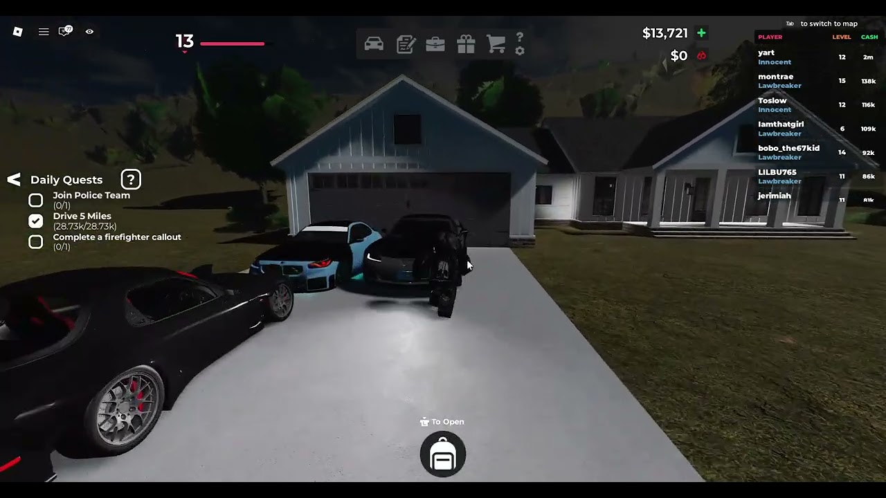 showing cars in Roanoke Roblox VA driving?