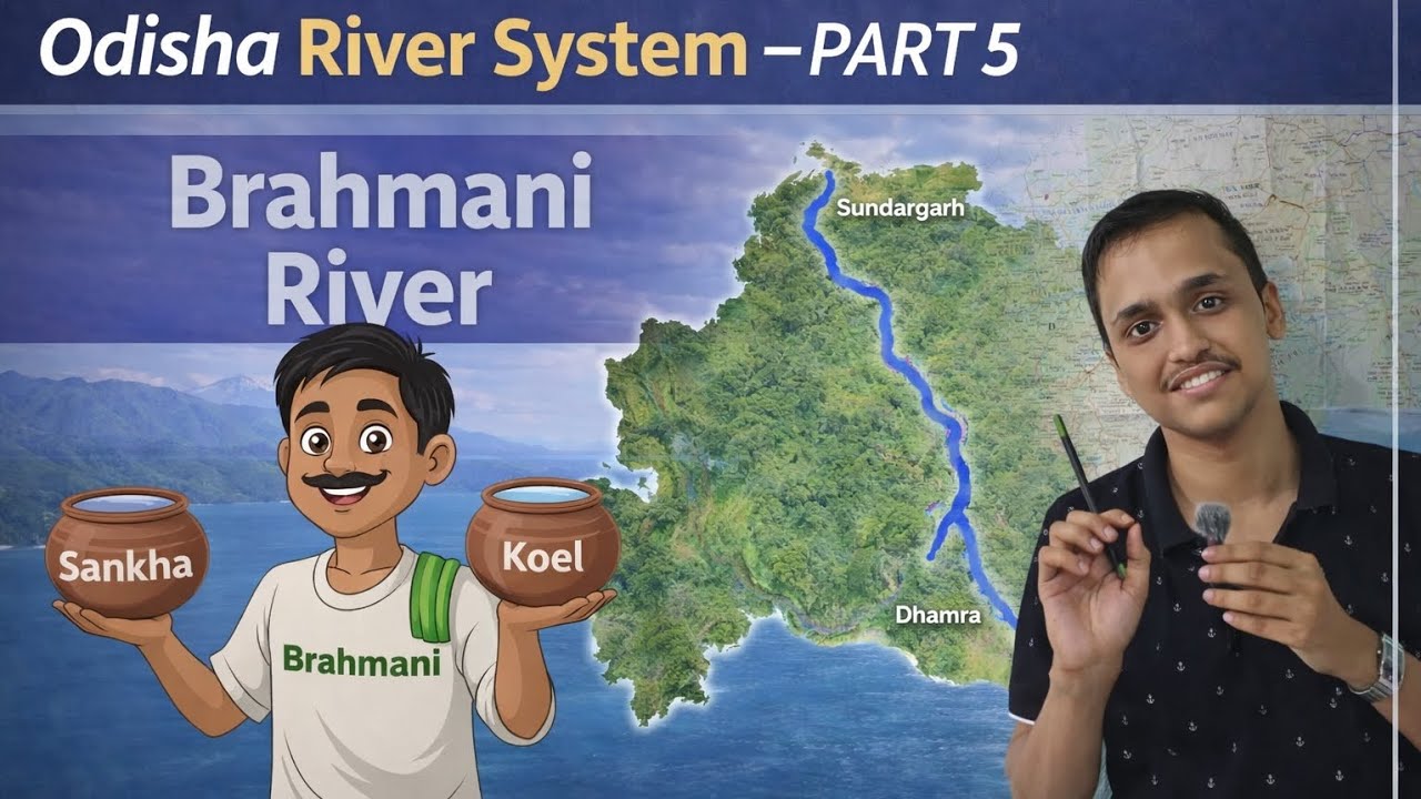 Brahmani River Complete Flow Explained 🌊| #odishagk #ossc #odia #map #odishageography #oas #cgl 