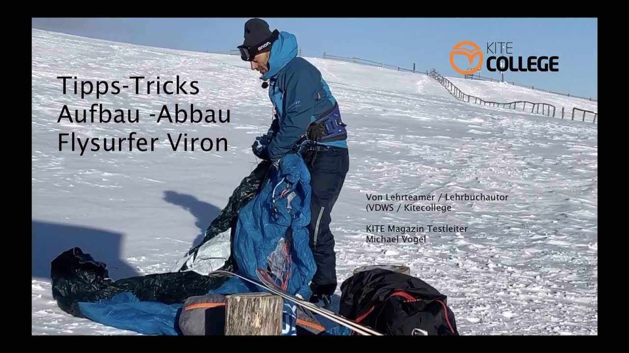 Kitecollege Snowkiten lernen Österreich Softkite Peak, Viron, Hybrid #Flysurfer Viron Auf- und Abbau