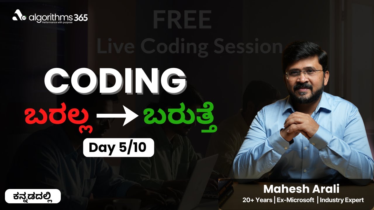 Day 5/10 FREE Live Coding in Kannada | Prepare for Software Development Roles
