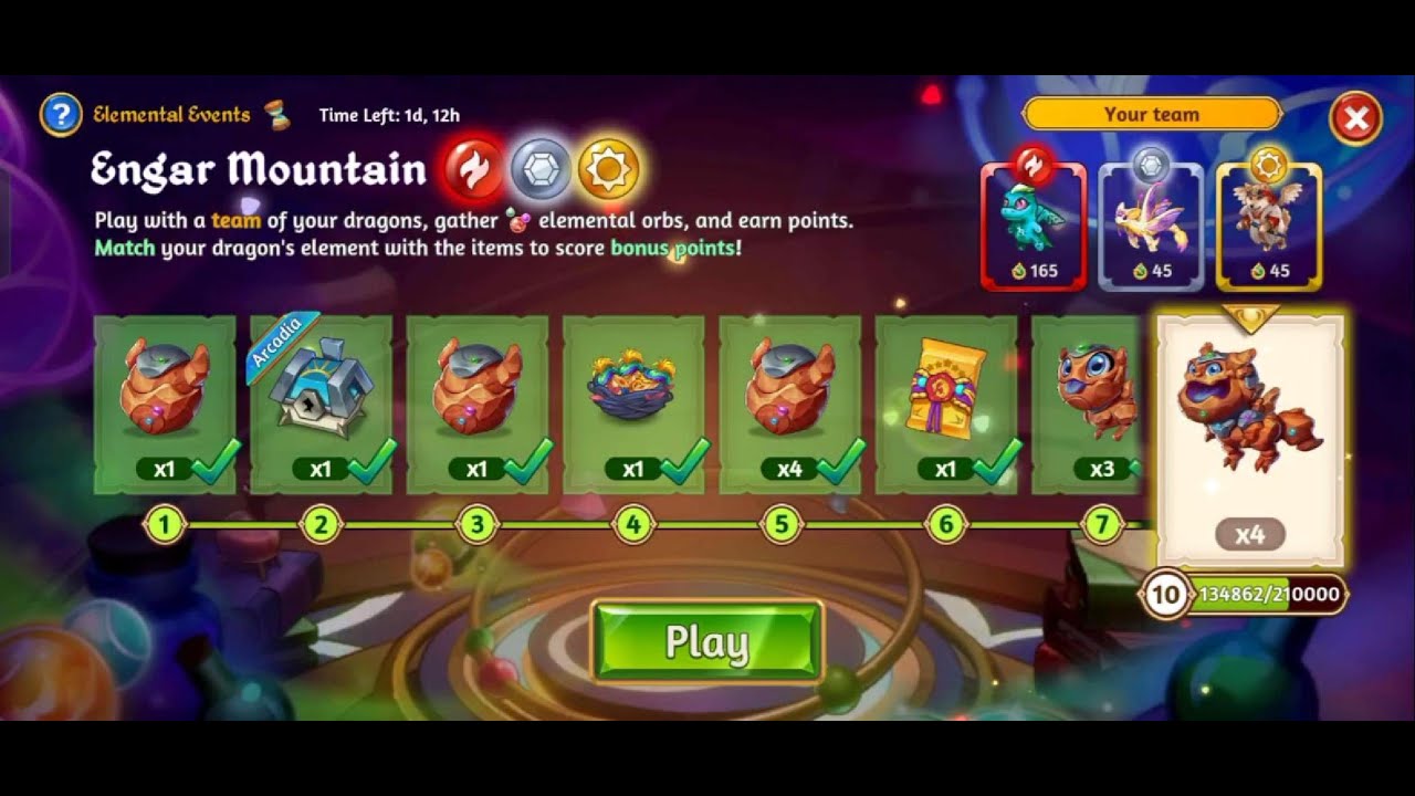 Engar Mountain - Elemental Event - Merge Dragons (Rare Event)