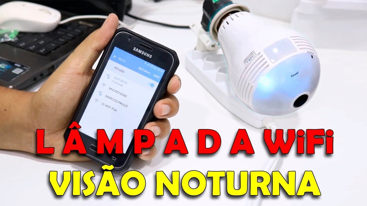 LÂMPADA IP WIFI CÂMERA COM INFRAVERMELHO VISÃO NOTURNA