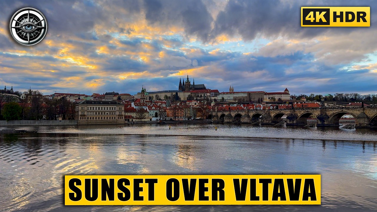 Prague 4K Spring Walk: N&aacute;rodn&iacute; Tř&iacute;da to Charles Bridge | Golden Hour 19:00 HDR