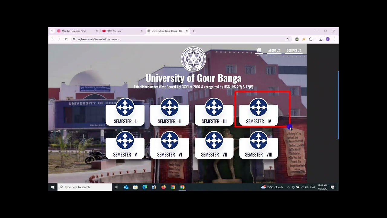 UGB Exam From fillup 2025 Kaliachak college University of Gour Banga examination From New From apply