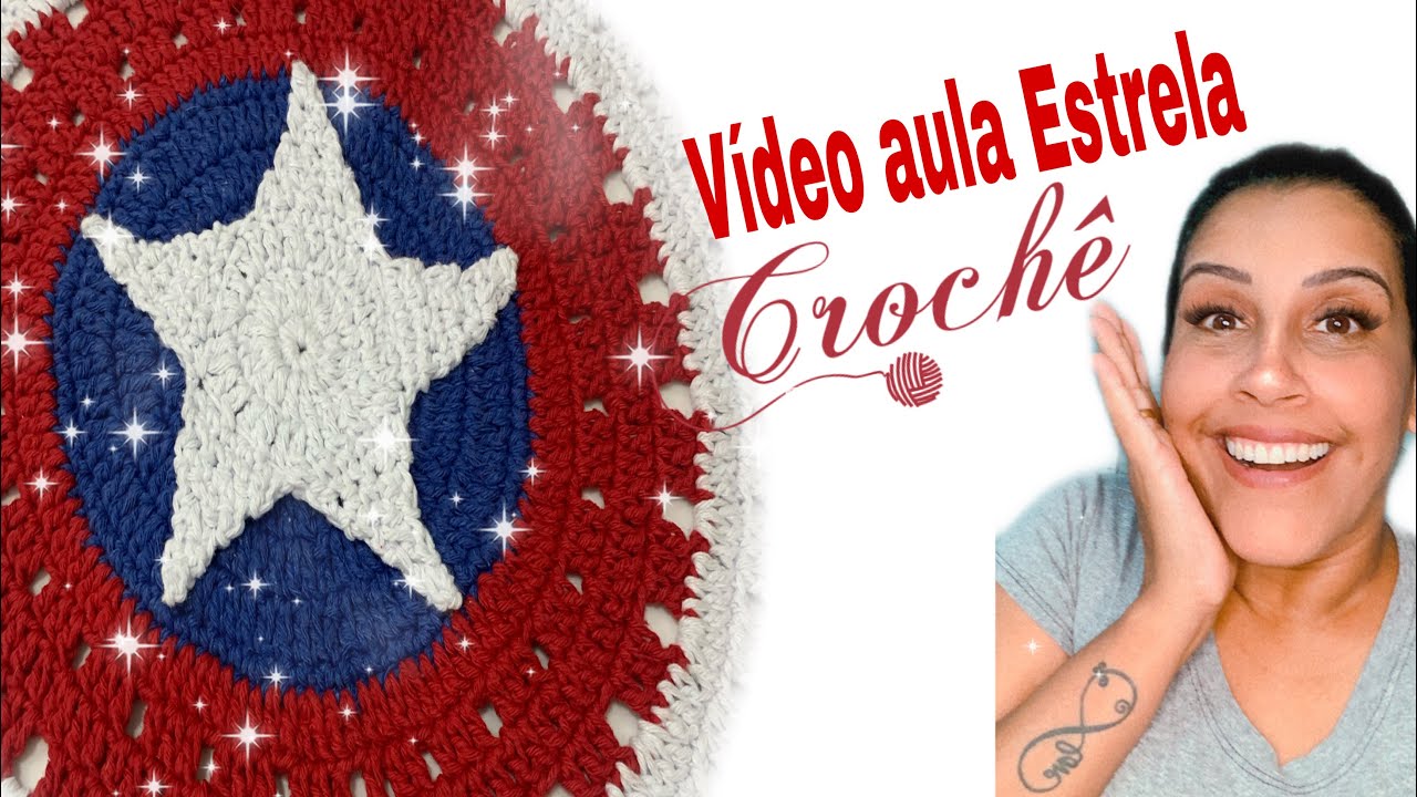 💥🔥Faça  essa estrela fácil  de crochê para escudo do Capitão América 🌟⭐️
