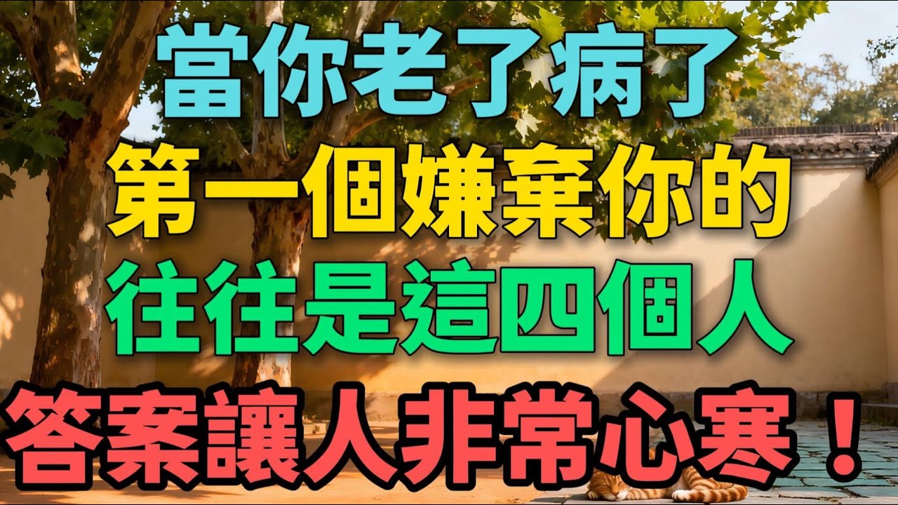當你老了病了，第一個嫌棄你的，往往是這四個人，答案讓人非常心寒！【晚晴拾光】#晚年生活 #中老年生活 #為人處世 #生活經驗 #情感故事 #老人 #幸福人生 #人性