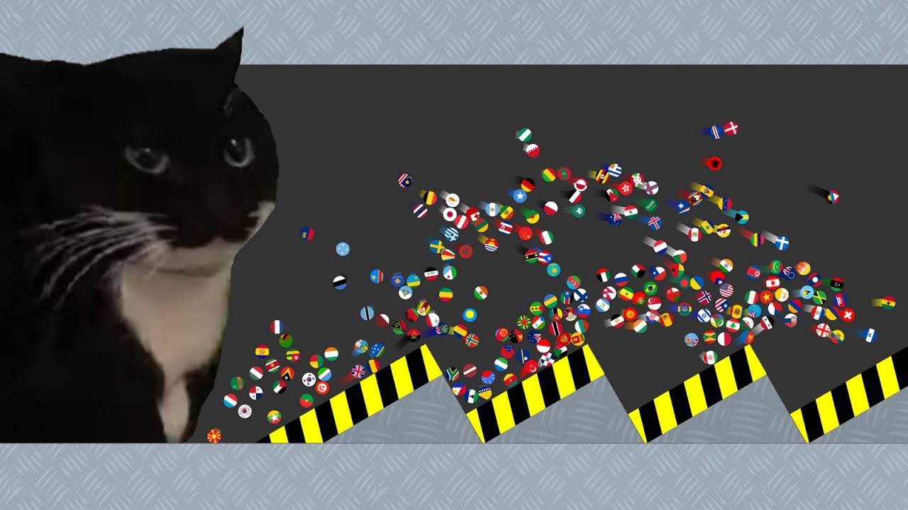 Escape From Maxwell The Cat #2 - Countries Marble Race in Algodoo