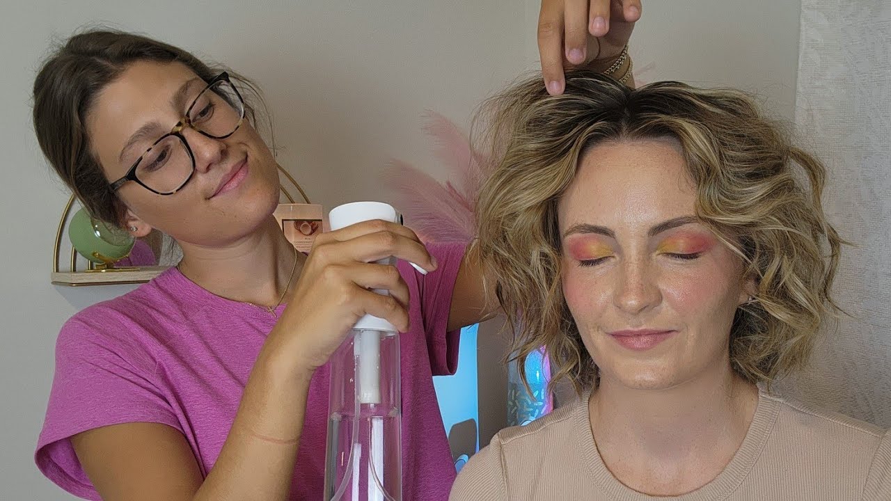 ASMR Up Close Curly Hair Enhancement & Scrunching - Hair Gel, Sprays, Oiling, Mini Combing & Fixing