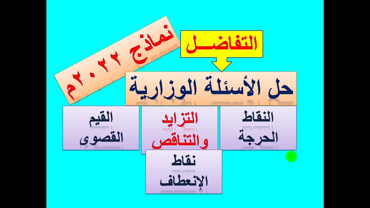 حل الأسئلة الوزارية في نماذج 2022م على النقاط الحرجة و التزايد والتناقص والقيم القصوى