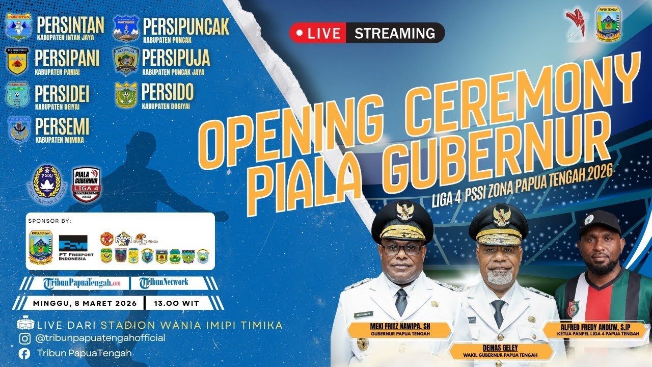 LIVE: Pertandingan Eksibisi Piala Gubernur Liga 4 Zona Papua Tengah 2026