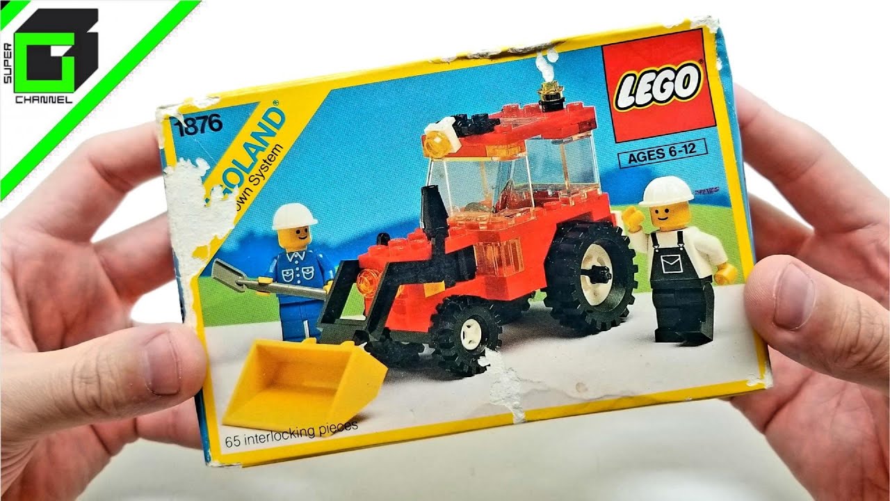 UNBOXING a SEALED RETIRED LEGO set (1990 LEGOLAND Town System Tractor 1876) UNBOXING, BUILD, REVIEW