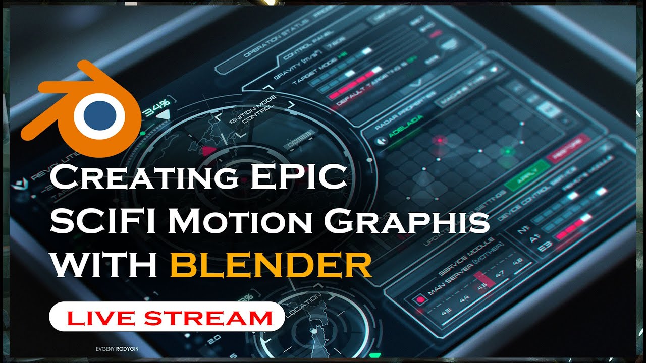 🔴 blender live  - creating scifi HUD and motion graphics animation in blender