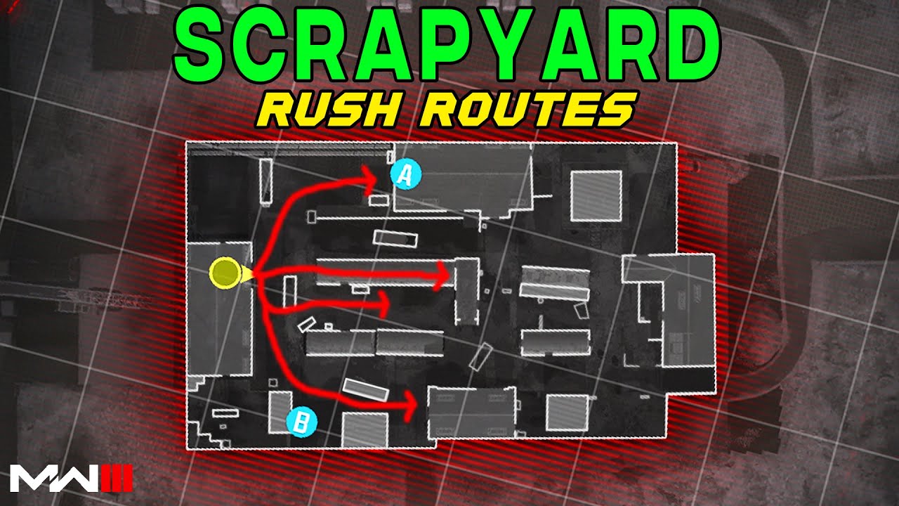 Modern Warfare 3 BEST Search and Destroy Rush Routes on SCRAPYARD! (MW3 SnD Tips)