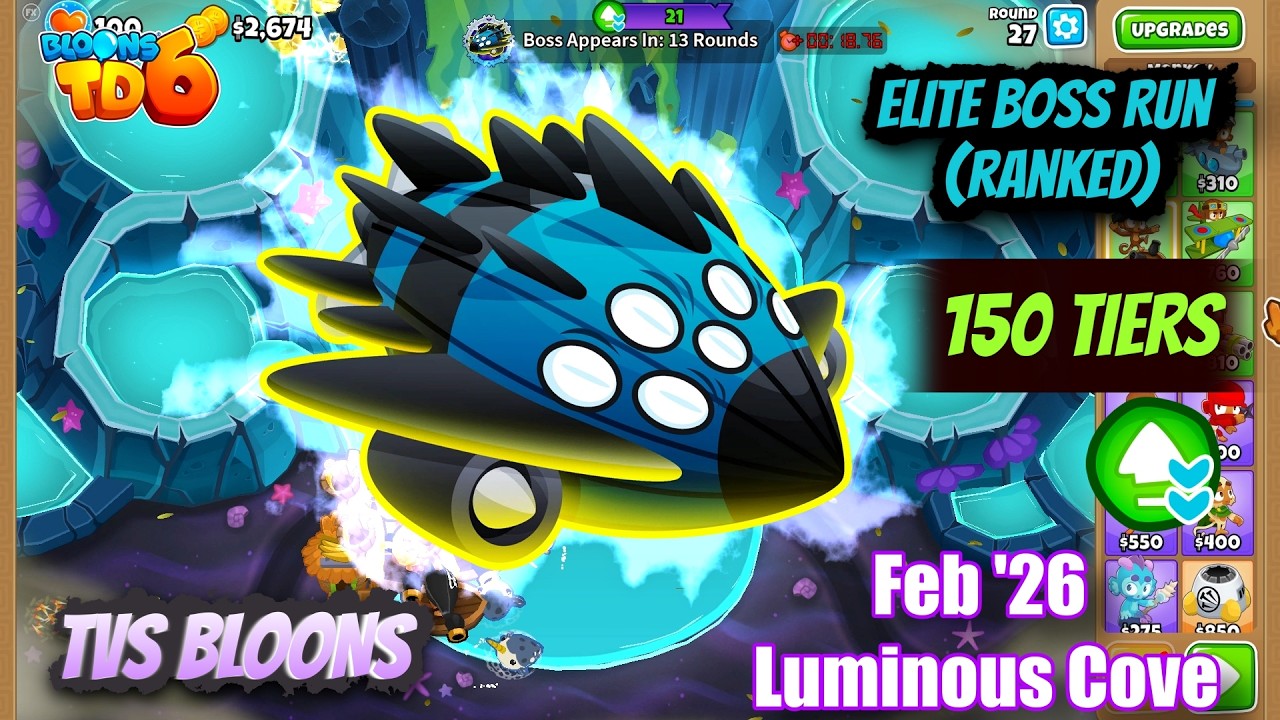 Elite Vortex Luminous Cove 150 Tiers Boss Battle BTD6