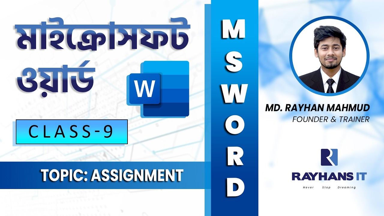 Microsoft Word | Class-9 | Assignment | Application in English | Rayhans IT