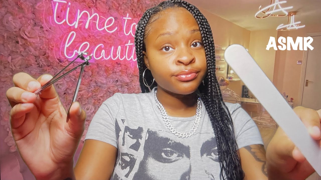 ASMR | Sassy Nail Tech Does Your Nails Role Play W/ Gum Chewing 💅🏽