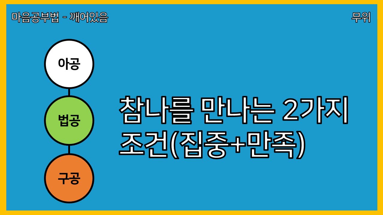 [마음공부법-깨어있음]참나를 만나는 2가지 조건(집중+만족)