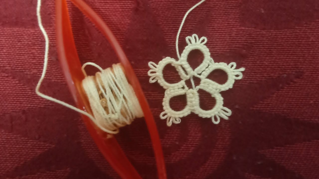 Flower with shuttle (tatting) || EASY EMBROIDERY AND ART