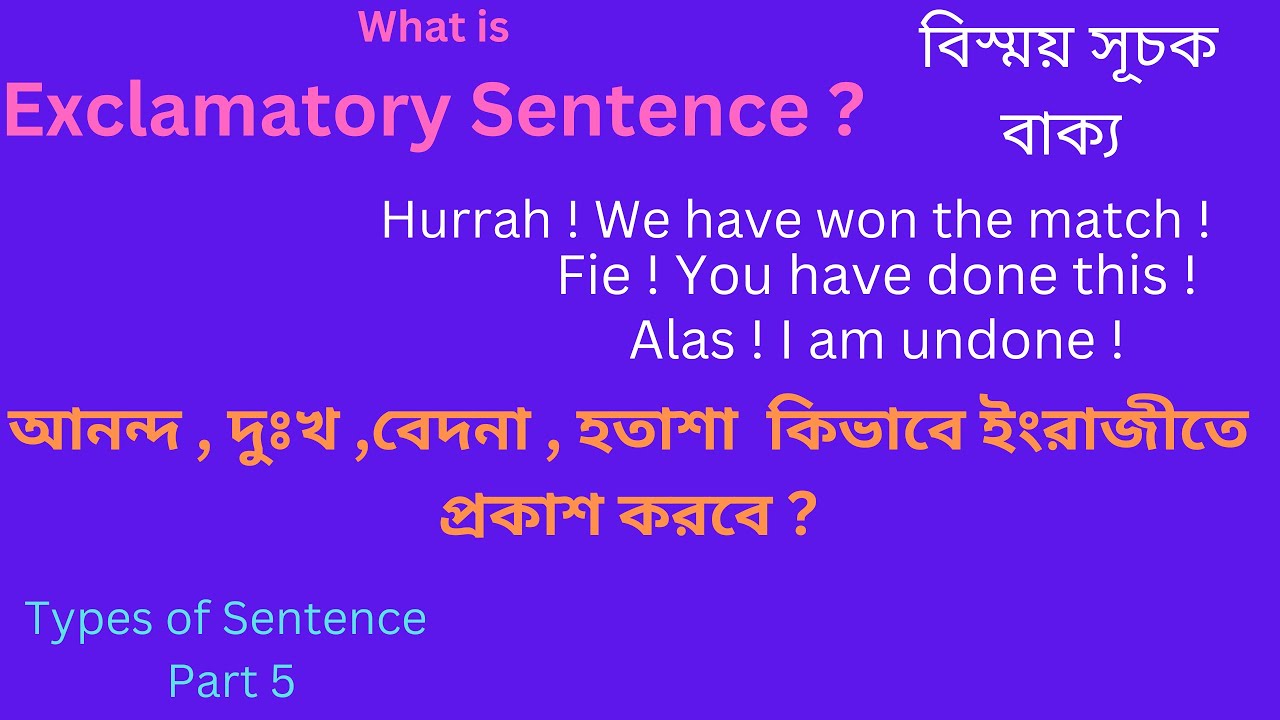 #Exclamatory Sentence // আনন্দ,দুঃখ ,বেদনা ,হতাশা,বিষ্ময় কিভাবে লিখবে // Basic English Grammar //