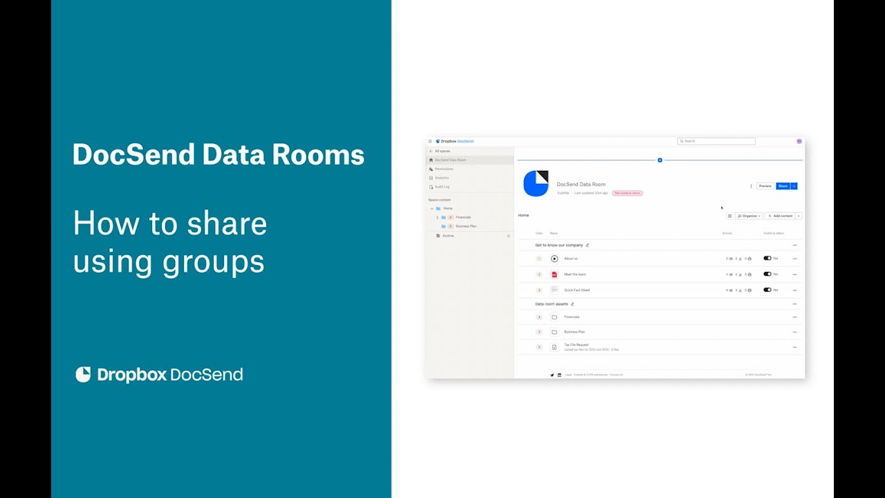 How To Share Your Data Room Using Groups | Dropbox DocSend