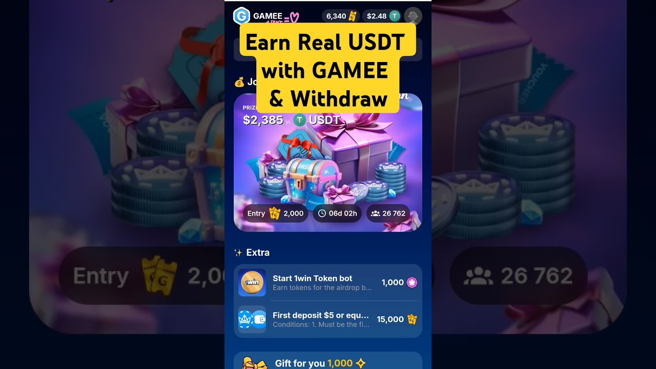 GAMEE Earn Real USDT  | Gamee Join & Earn Jetton | Gamee Telegram Bot Withdrawal #fyp #foryou