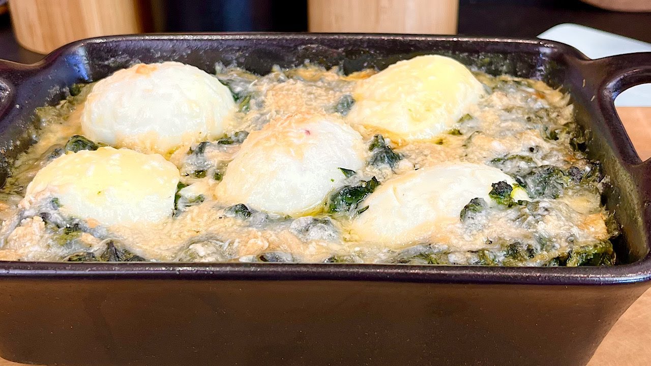 Epinards et oeufs durs gratin&eacute;s