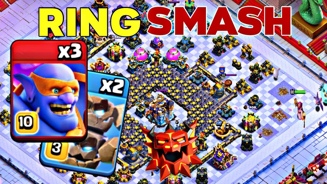 TH18 Ring Base Massacre with Super Bowler & Meteor Golem Smash! Clash of Clans