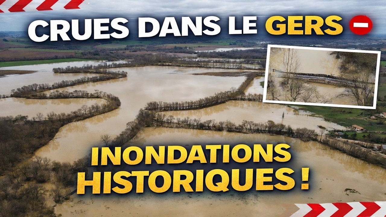 VUES DU GERS - Drone 4K - Crues dans le Gers : des inondations historiques vues par drone !