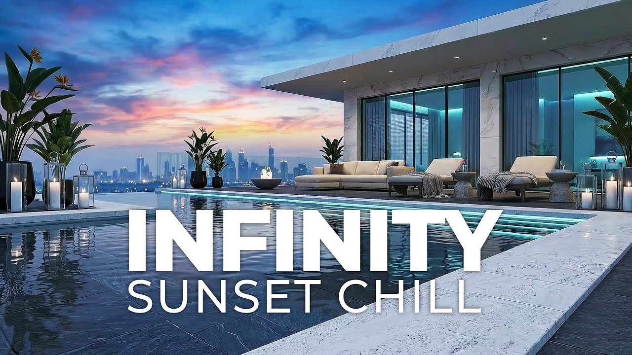 City Skyline Infinity Pool at Golden Hour | Relaxing Chill Deep House 4K