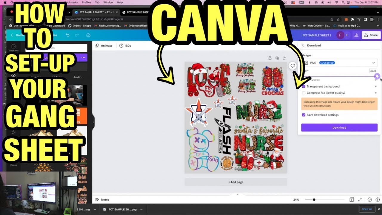 HOW TO SET UP YOUR DTF GANG SHEET ON CANVA | FULL SET UP YOUR GANG SHEET STEP BY STEP IN CANVA