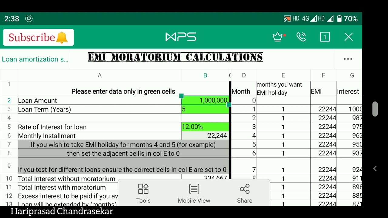 RBI Moratorium & EMI Calculations