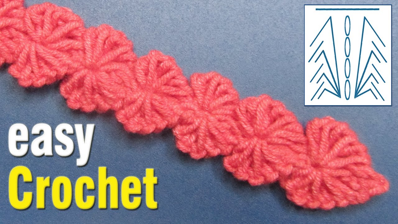 Easy Crochet: How to Crochet a Simple Tunisian Hearts Cord. Free Crochet Hearts Cord pattern.