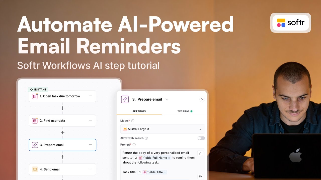 Send Personalized AI Email Reminders with Softr Workflows