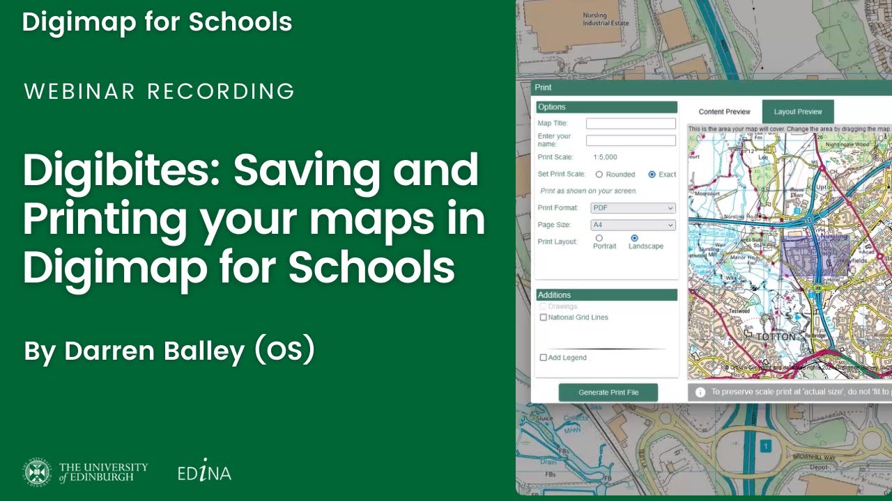 Digibites: Saving and Printing your maps in Digimap for Schools