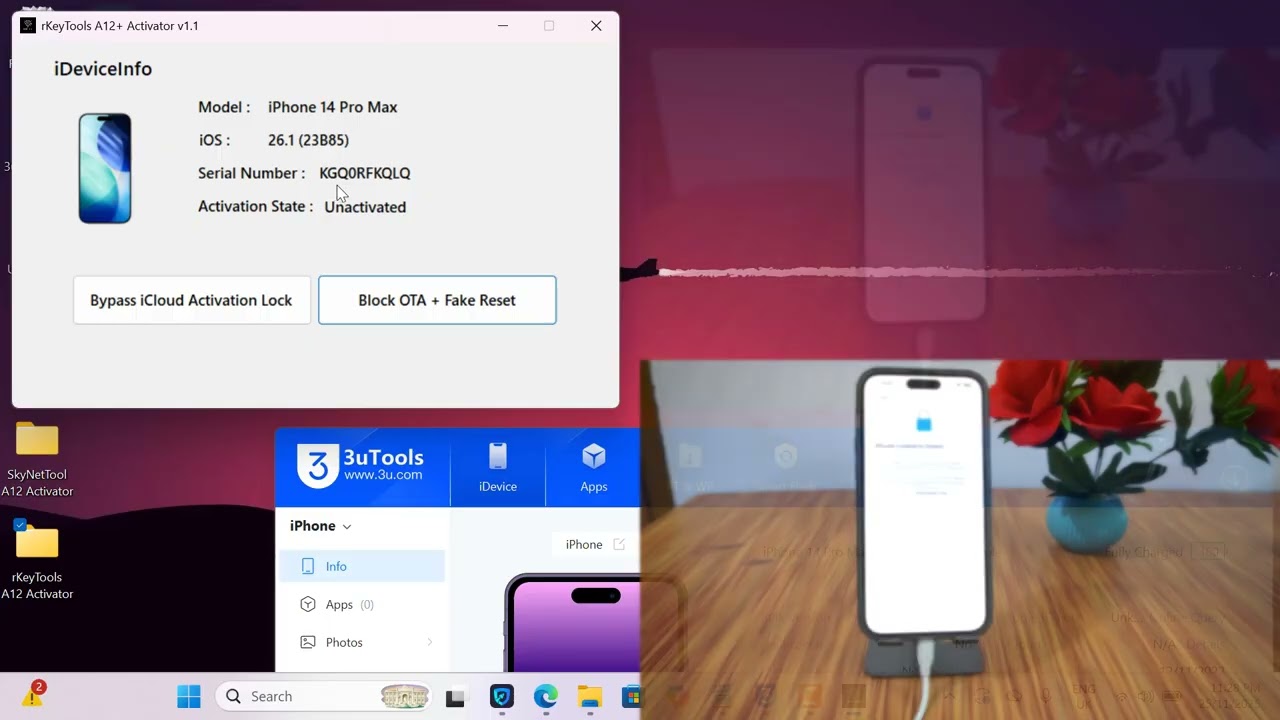 Обход iCloud ID на всех iPhone iOS 26.1 с помощью активатора rKeyTools A12+. Обход блокировки акт...