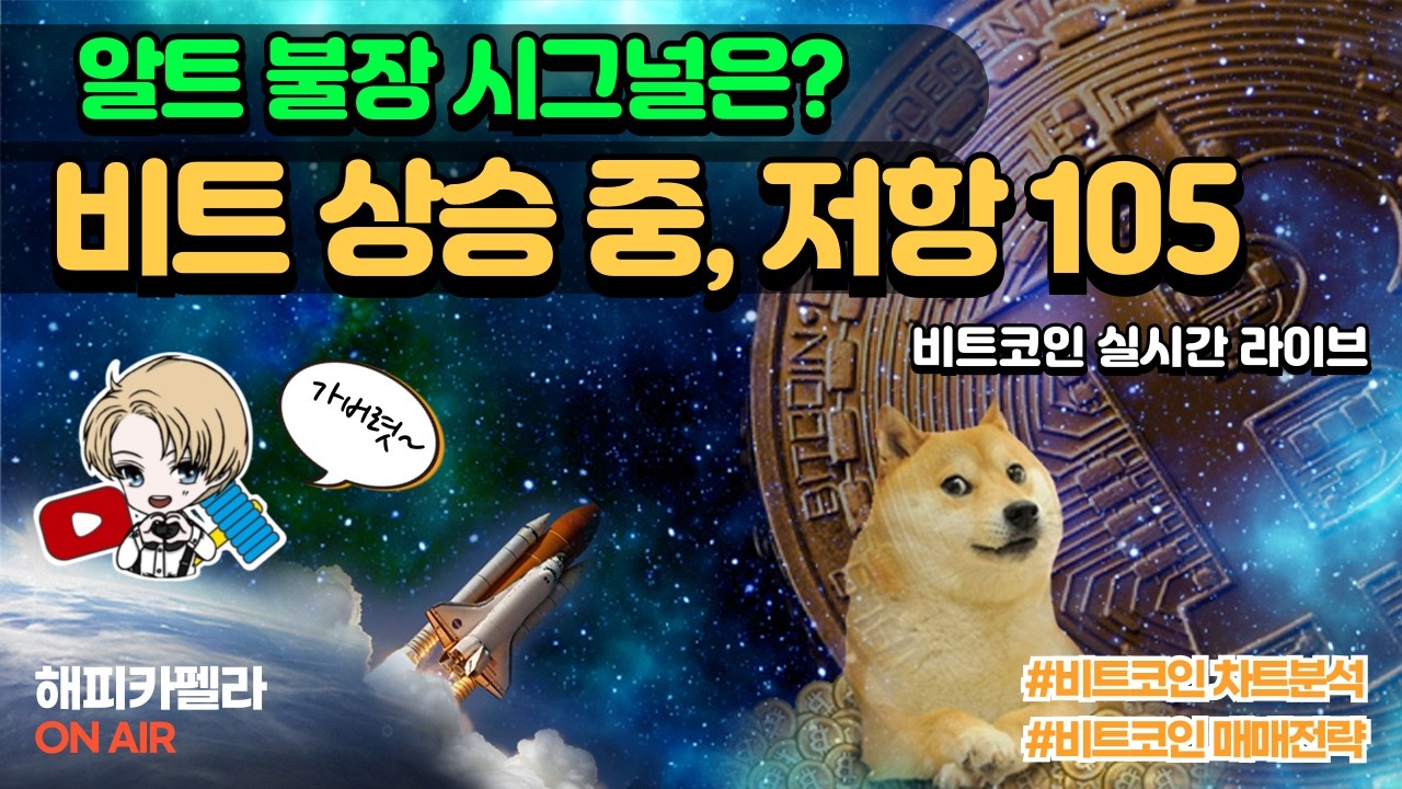 비트코인 실시간, 알트 불장 시그널은? 비트 상승 중! 105 저항! 3/10 점심💎#비트코인 #비트코인실시간 #이더리움 #리플 #2026 #2026year  #차트분석