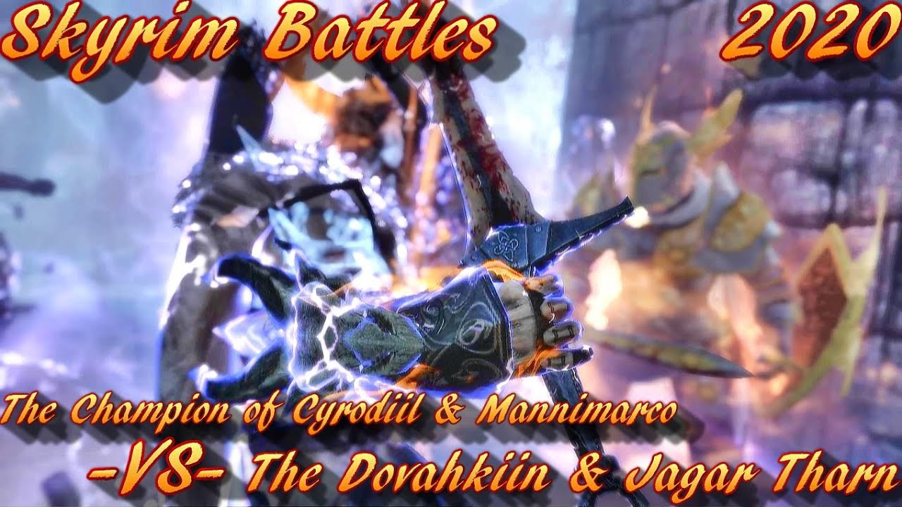 Skyrim Battles - The Champion of Cyrodiil & Mannimarco -Vs- The Dovahkiin & Jagar Tharn [Legendary]
