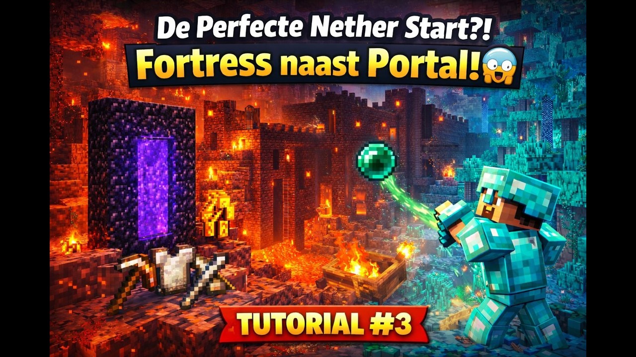 De Perfecte Nether Start?! Fortress naast Portal! 😱