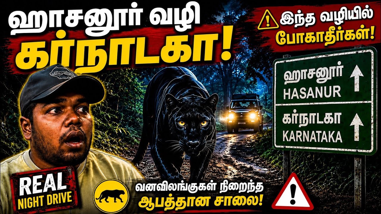 Germalam To Hasanur Midnight Ride Black Panther 🐆 spotted 😱Mass entry Don’t try this Route 🥵