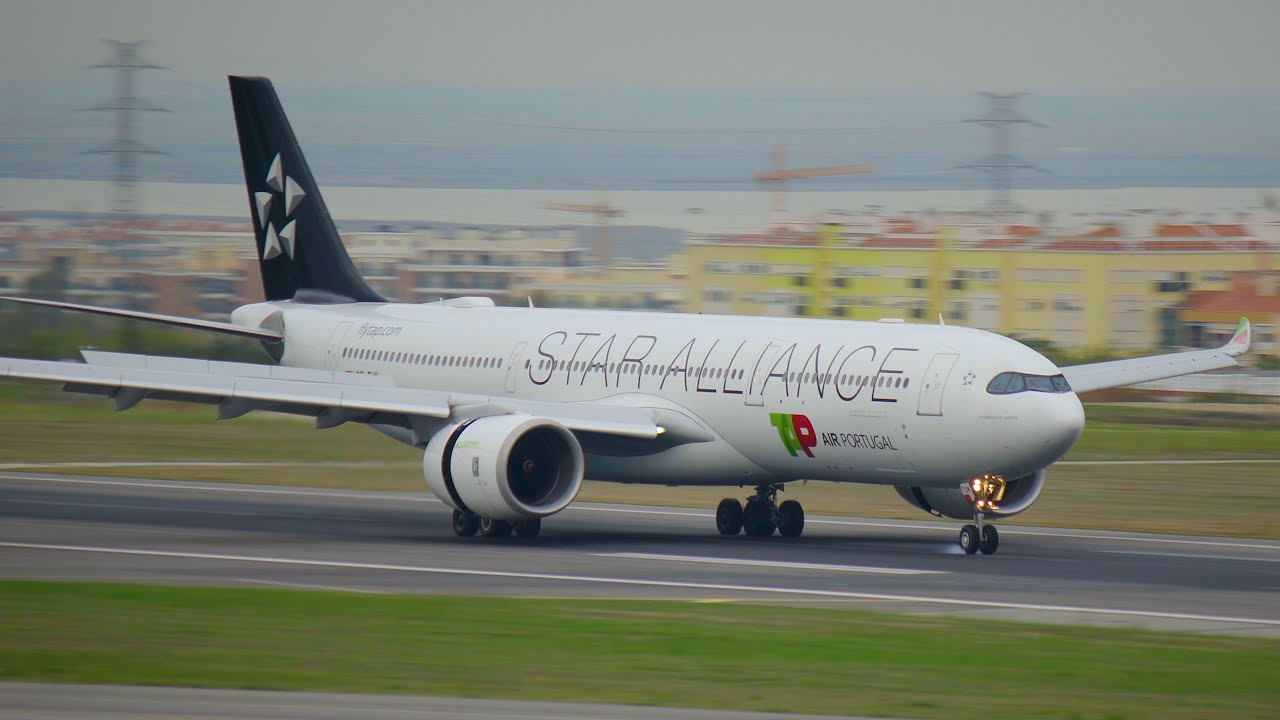 TAP Air Portugal 'Star Alliance' livery Airbus A330-900 landing at Lisbon Airport LPPT