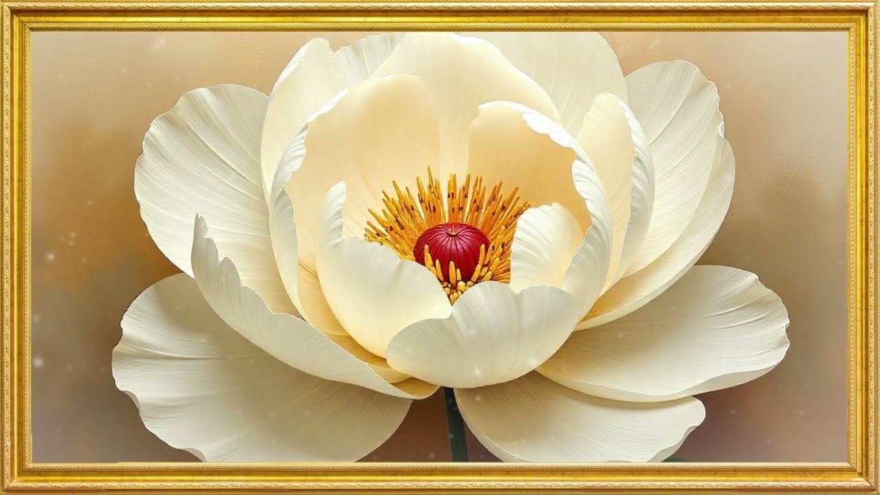 Elegant White Peony Flower in Full Bloom | 4K Artistic Floral Wallpaper