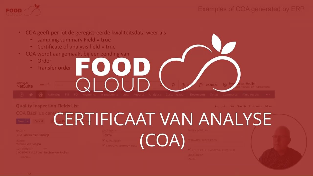 Certificaat van Analyse | FoodQloud Demo