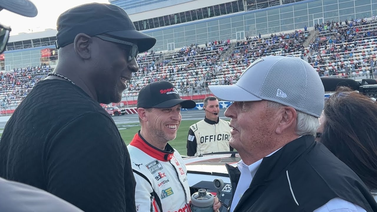Michael Jordan Relieved As He Walks Pit Road, Talks to Reddick, Hamlin, Gordon and Others
