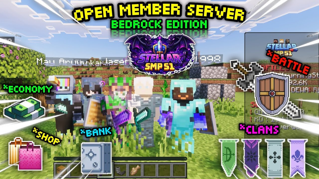 OPEN SERVER BEDROCK 1.21+ SURVIVAL EKONOMI 💰 | RANK & SENJATA LEGEND SAAT OFFICIAL RELEASE ‼️