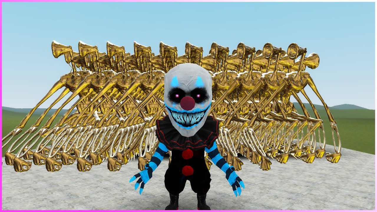🔥💜100 GOLD SIREN HEAD VS 100 CLOWN DARK DECEPTION/gmod ragdoll fight/trevor henderson/gmod sandbox