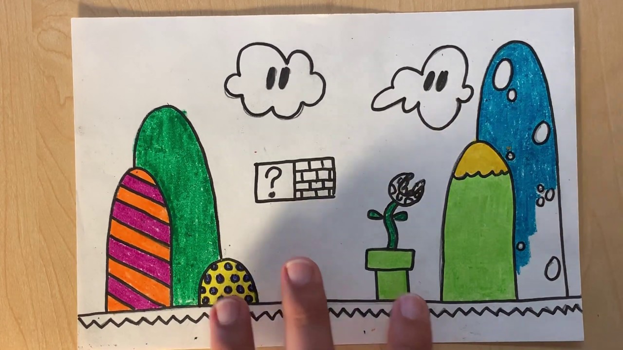 HOW TO DRAW SUPER MARIO - Simple & Easy Way To Draw A Fun Mario [Landscape 2] Drawing Tutorial