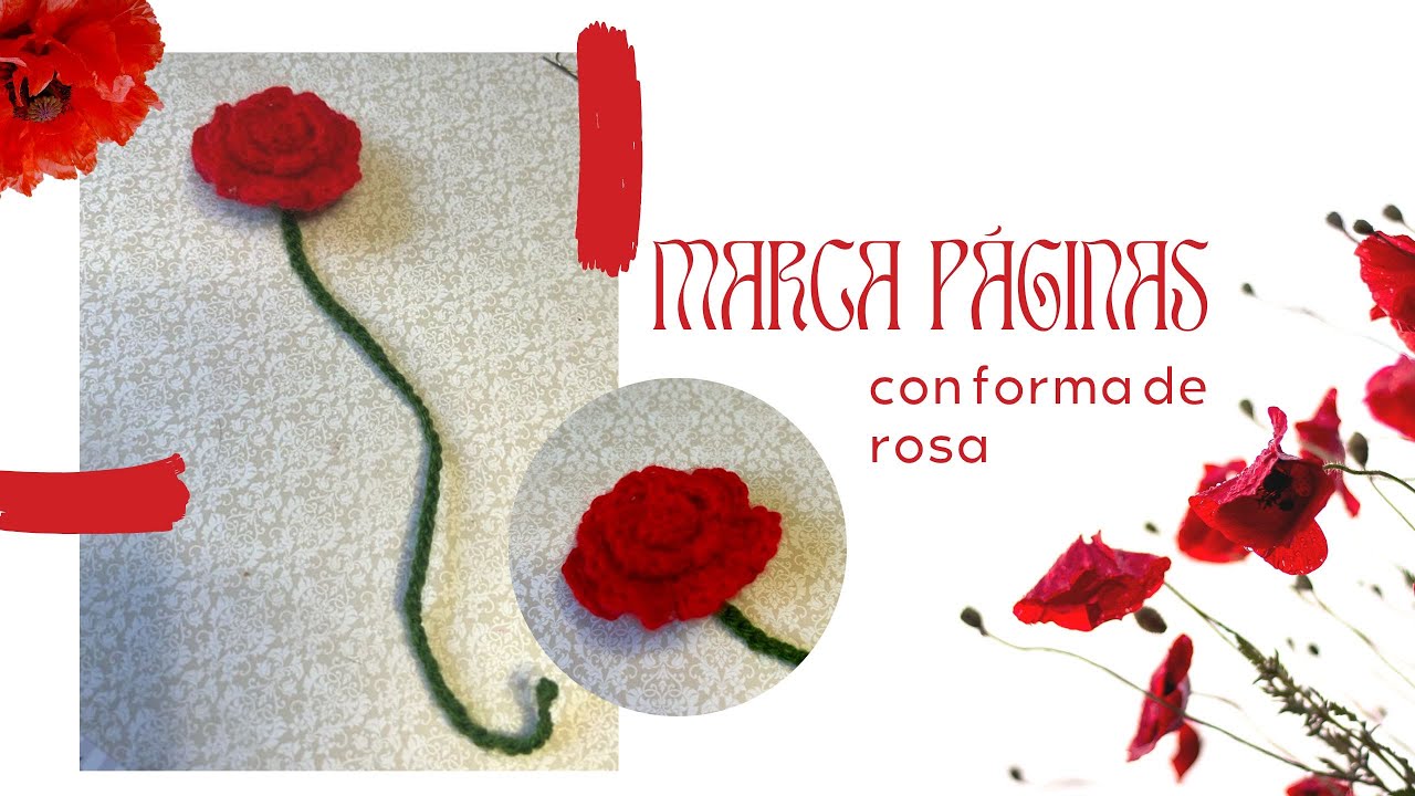 Marcapáginas con forma de rosa.