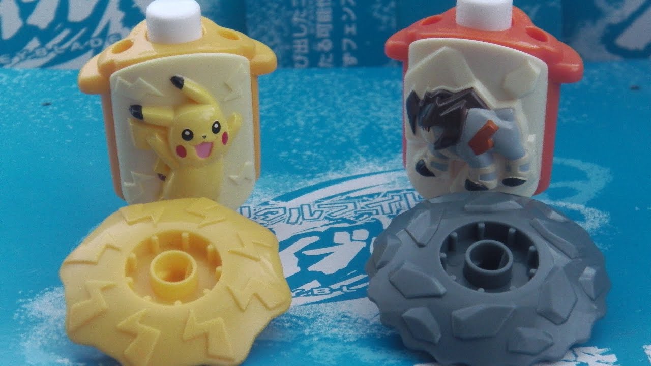 Beyblade Knockoff! Pokemon X&Y WIndable Battle Tops - TOYS FROM DRINKS?