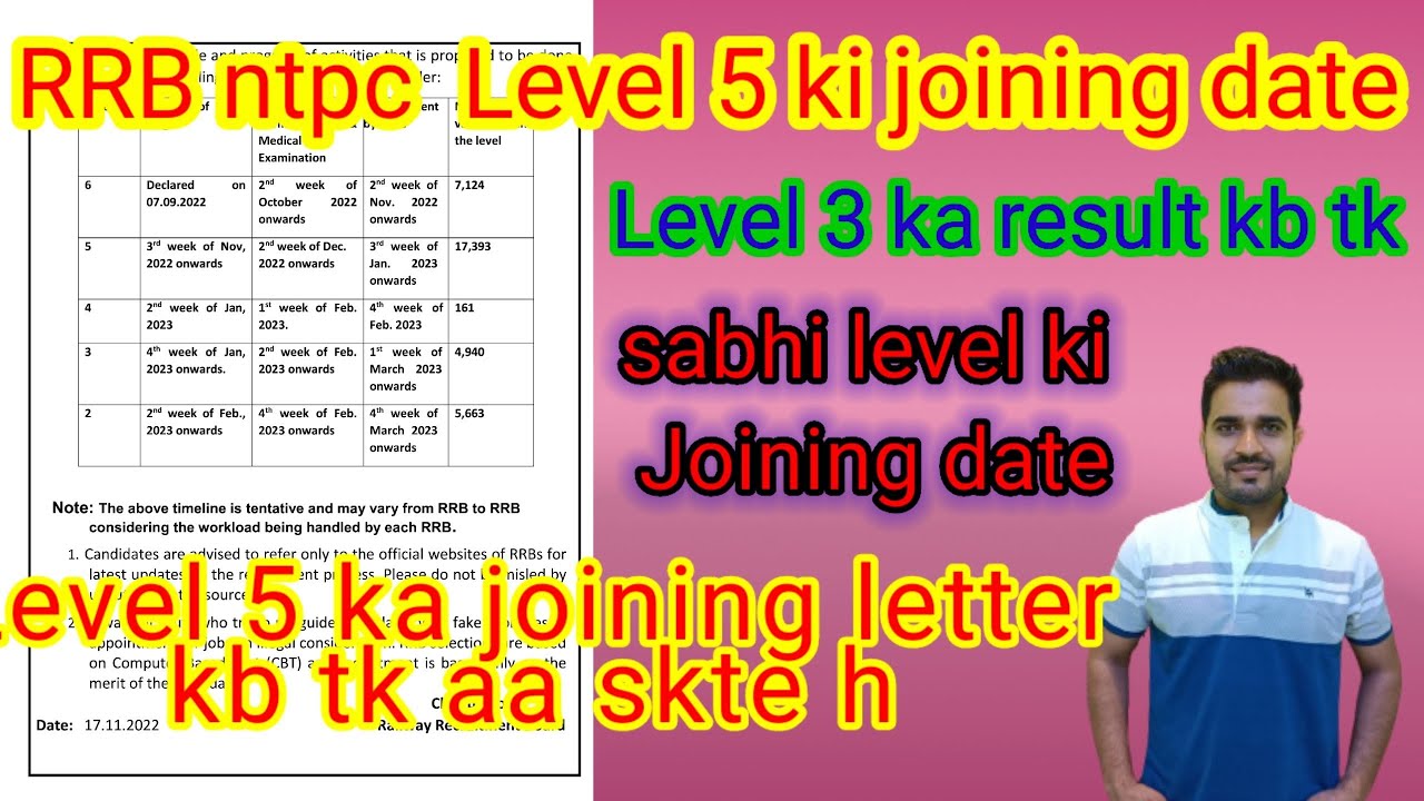 level 5 ki joining, and level 3 ka result jaldi hi aane bala h  , rrbchennai level 5 joining #ntpc