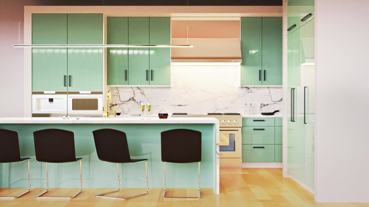 Turquoise Kitchen Renders | Keyshot